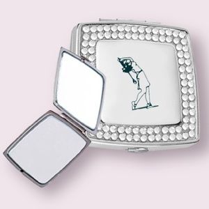 Navika LPGA Women's Golfer Swarovski Crystal Compact Mirror in Silver
